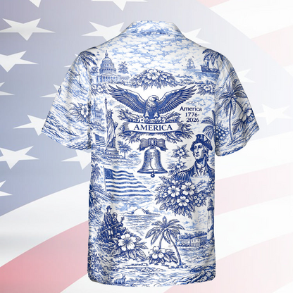 250 Years of America Hawaiian Shirt 1776–2026 | Vintage Patriotic AOP Hawaii Shirt | 4th of July Shirt