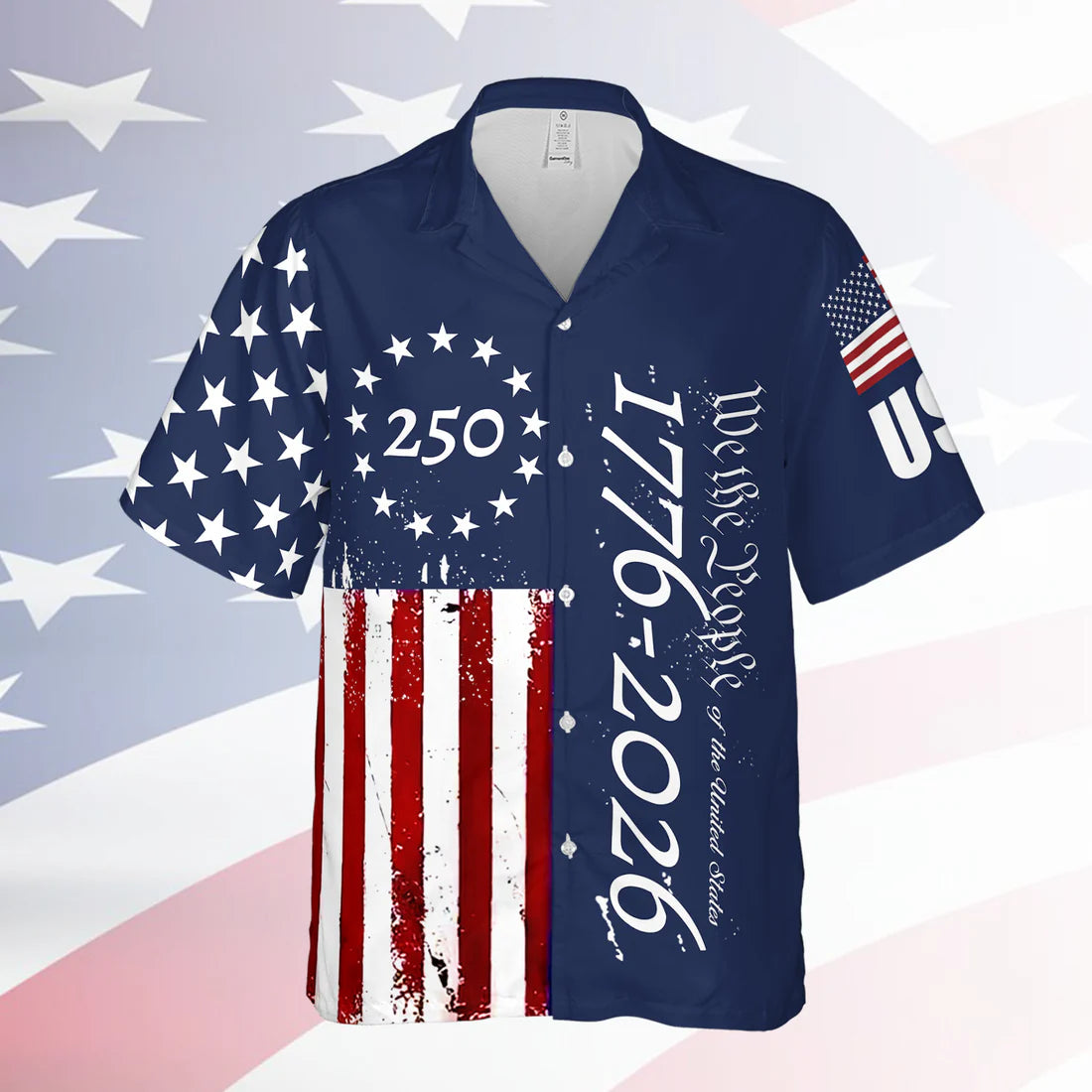 250 Years We The People Hawaiian Shirt 1776-2026, Patriotic USA Flag AOP Hawaii Shirt, 4th of July Gift
