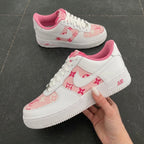 Pink Monogram L V Inspired Custom Air Force 1 Sneakers