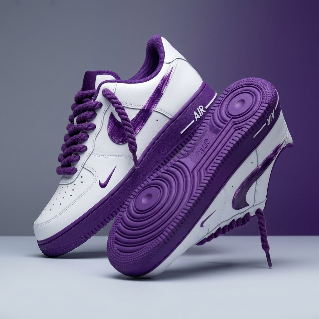 Hand Painted Purple Custom Air Force 1 Sneakers