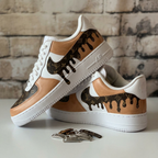 Custom Hand Painted Brown Drip Air Force 1 Sneakers