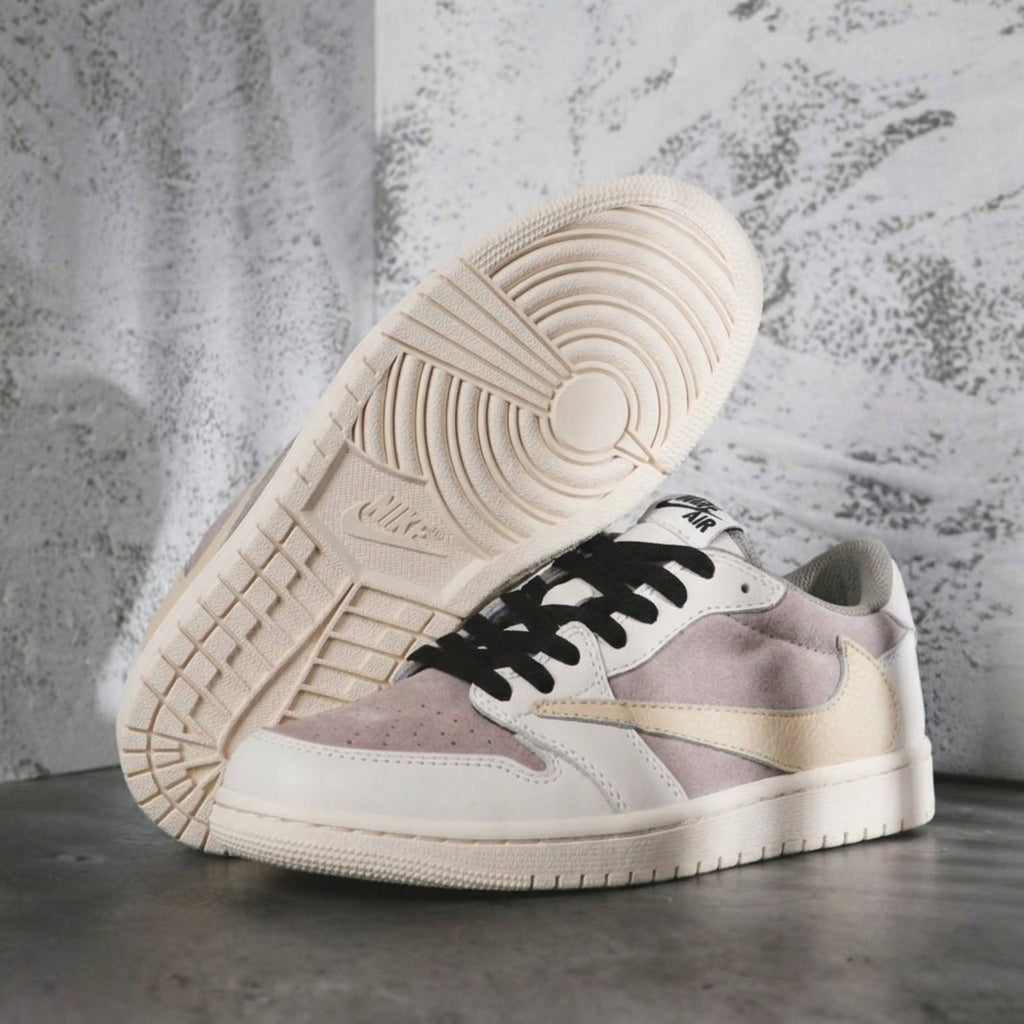 Hand Painted Beige Gray Custom Air Jordan 1 Sneakers