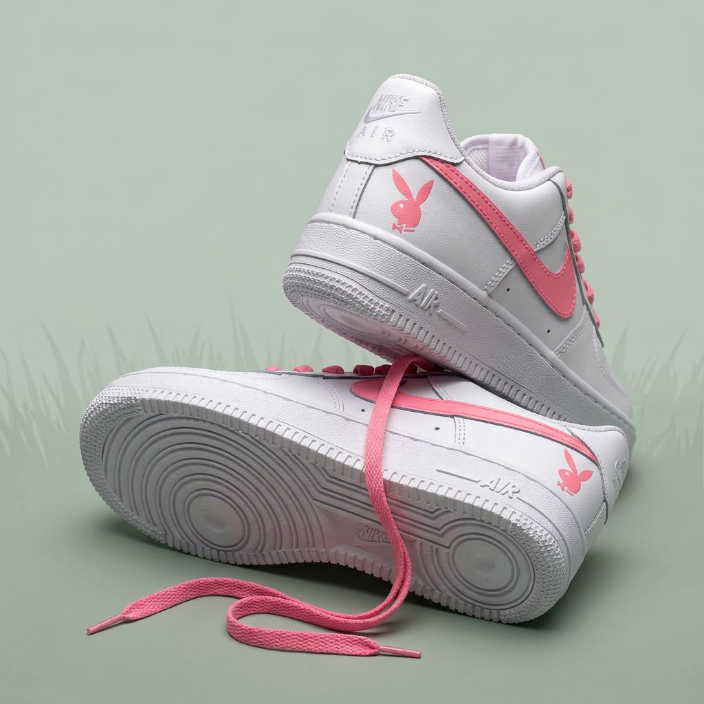 Hand Painted Pink Bunny Custom Air Force 1 Sneakers