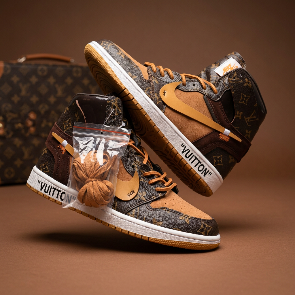 Hand Painted Brown Custom Air Jordan 1 Sneakers
