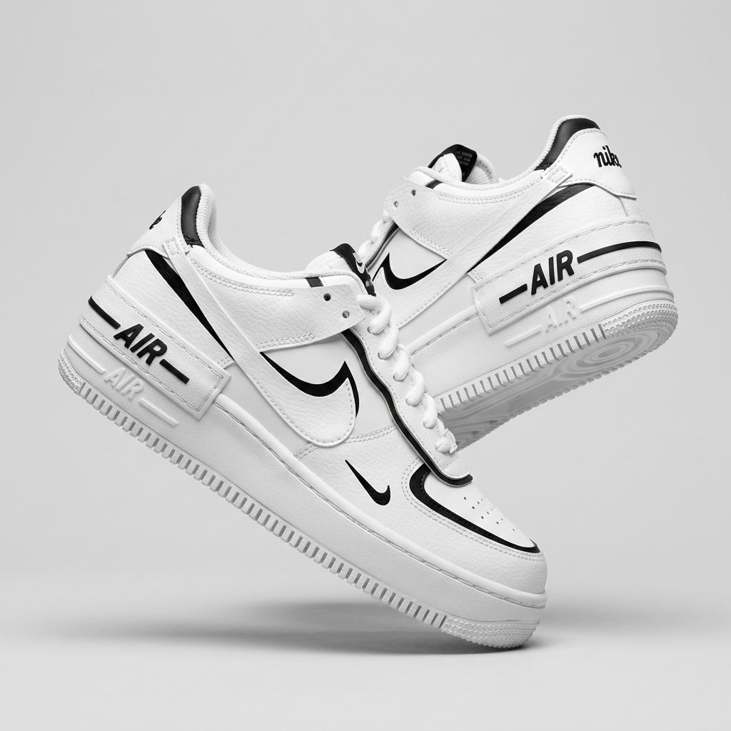Custom Hand Painted Black White Air Force 1 Sneakers