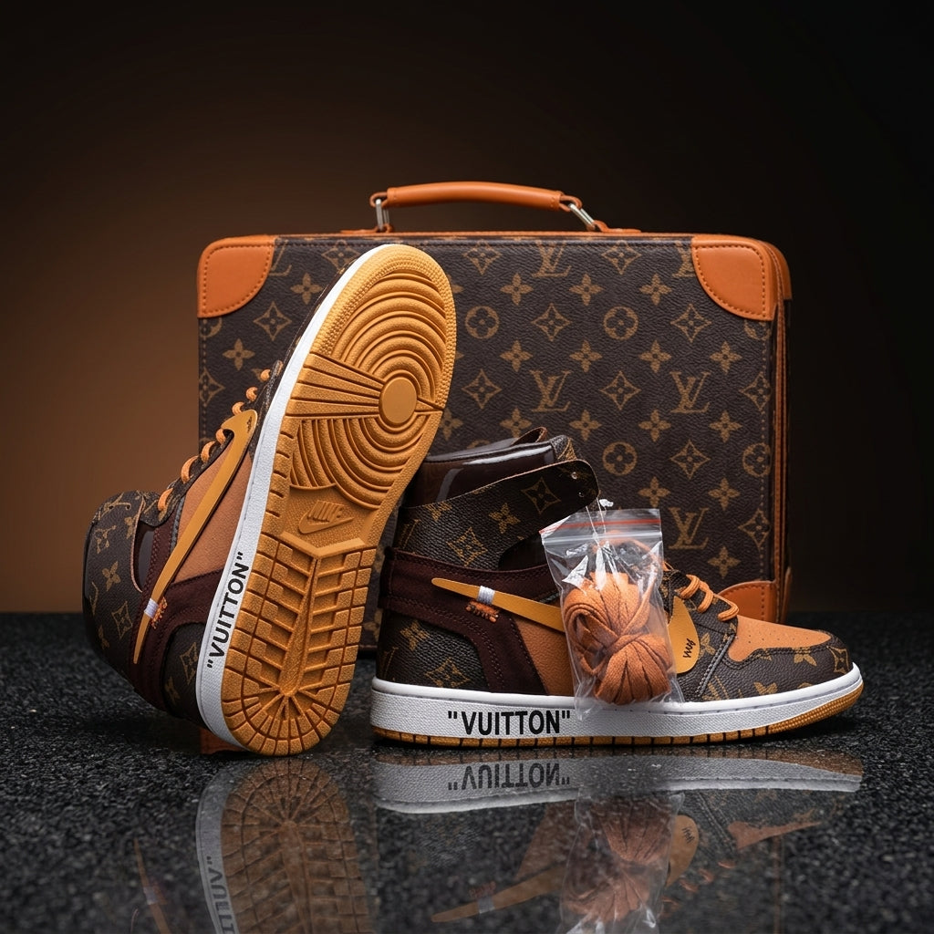 Hand Painted Brown Custom Air Jordan 1 Sneakers