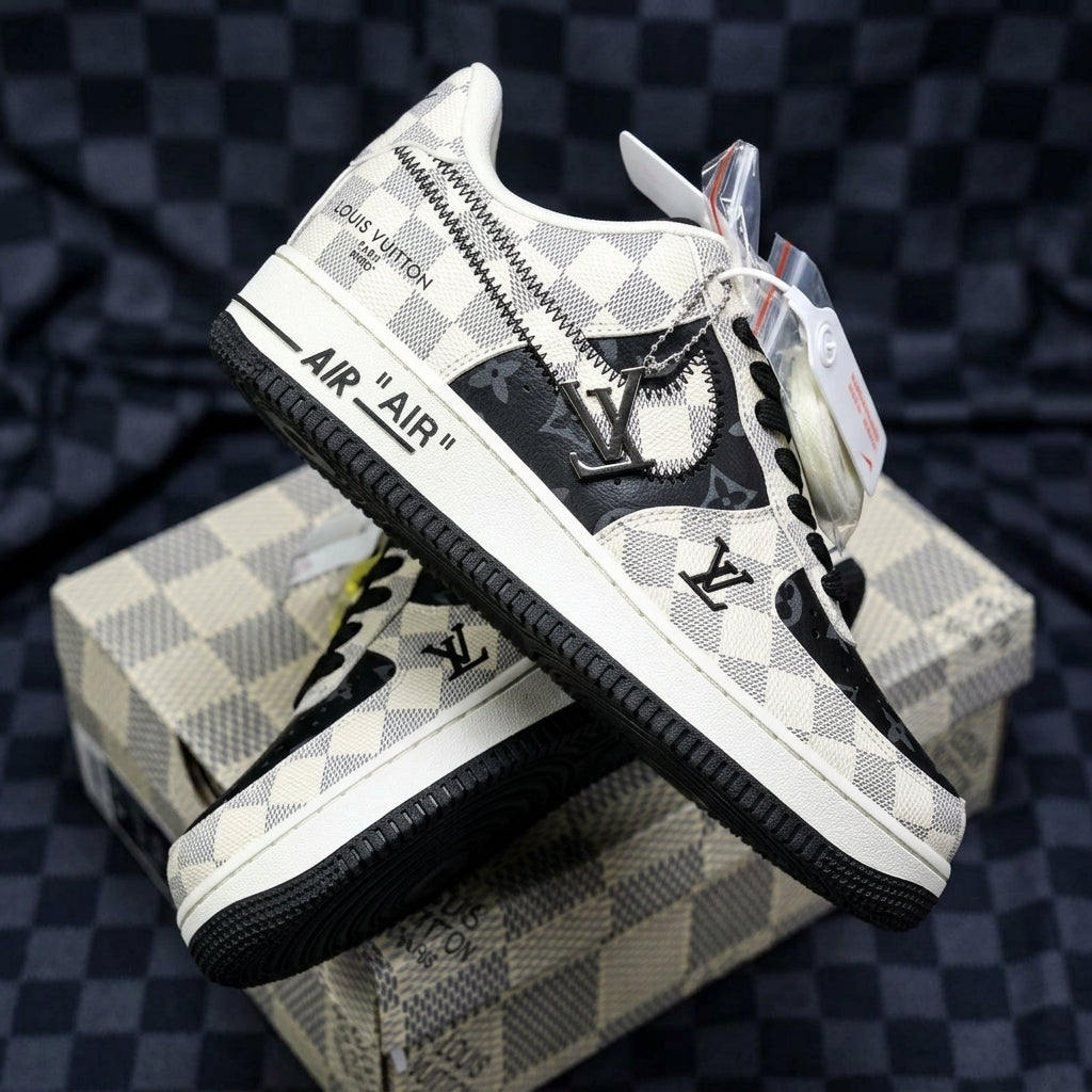 Hand Painted Custom Checkered Air Force 1 Sneakers