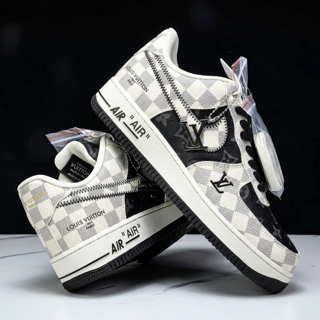 Hand Painted Custom Checkered Air Force 1 Sneakers