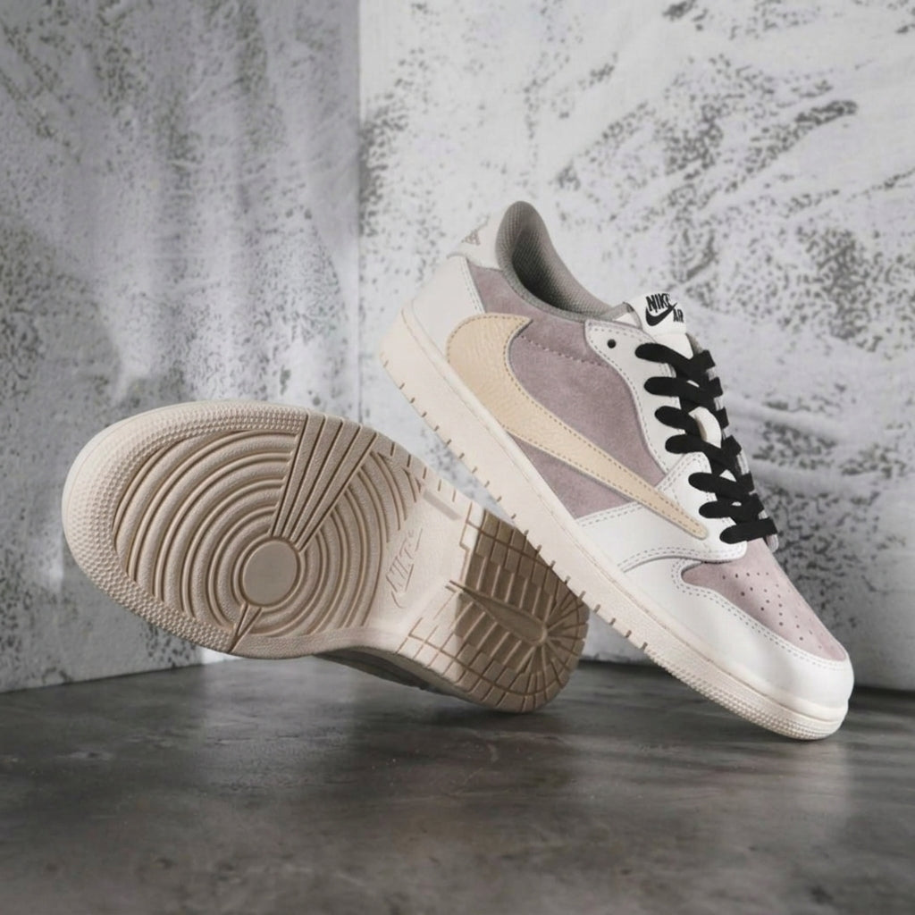 Hand Painted Beige Gray Custom Air Jordan 1 Sneakers