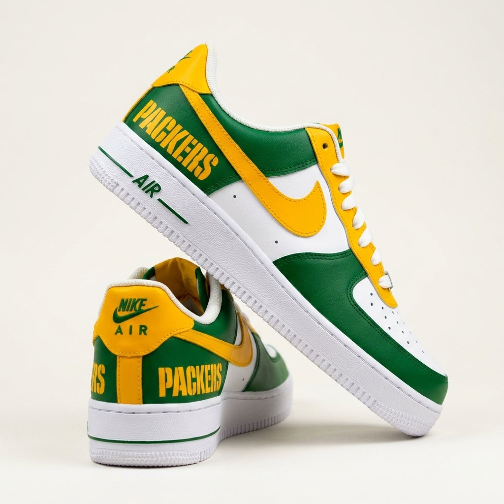 Hand Painted Green & Gold Packers Custom Air Force 1