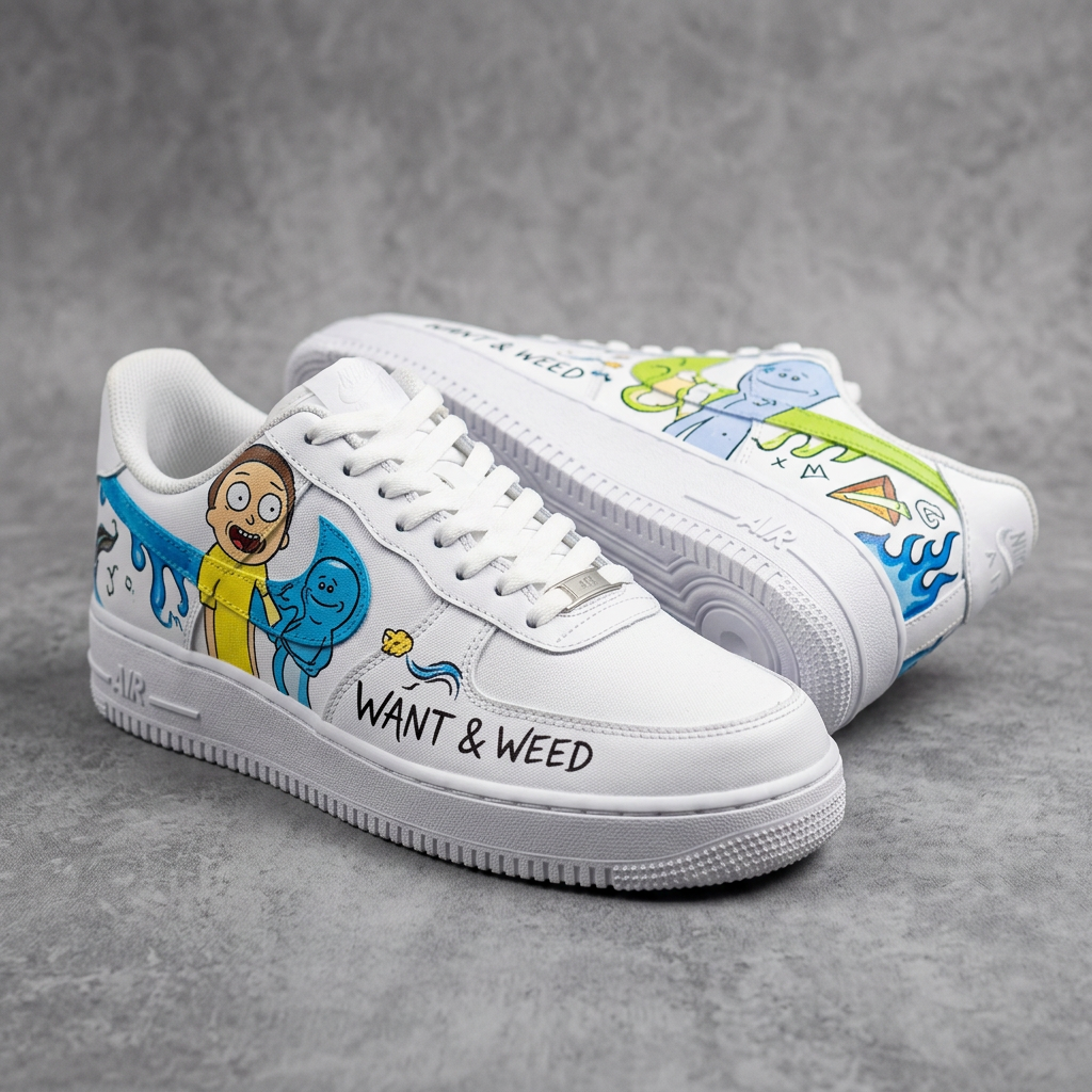 Hand Painted Rick & Morty Custom Air Force 1 Sneakers