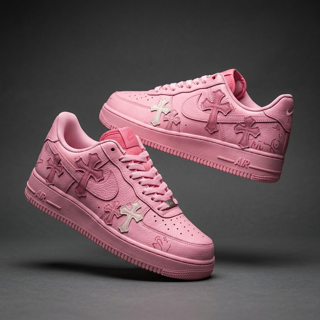 Hand Painted Pink Custom Air Force 1 Sneakers