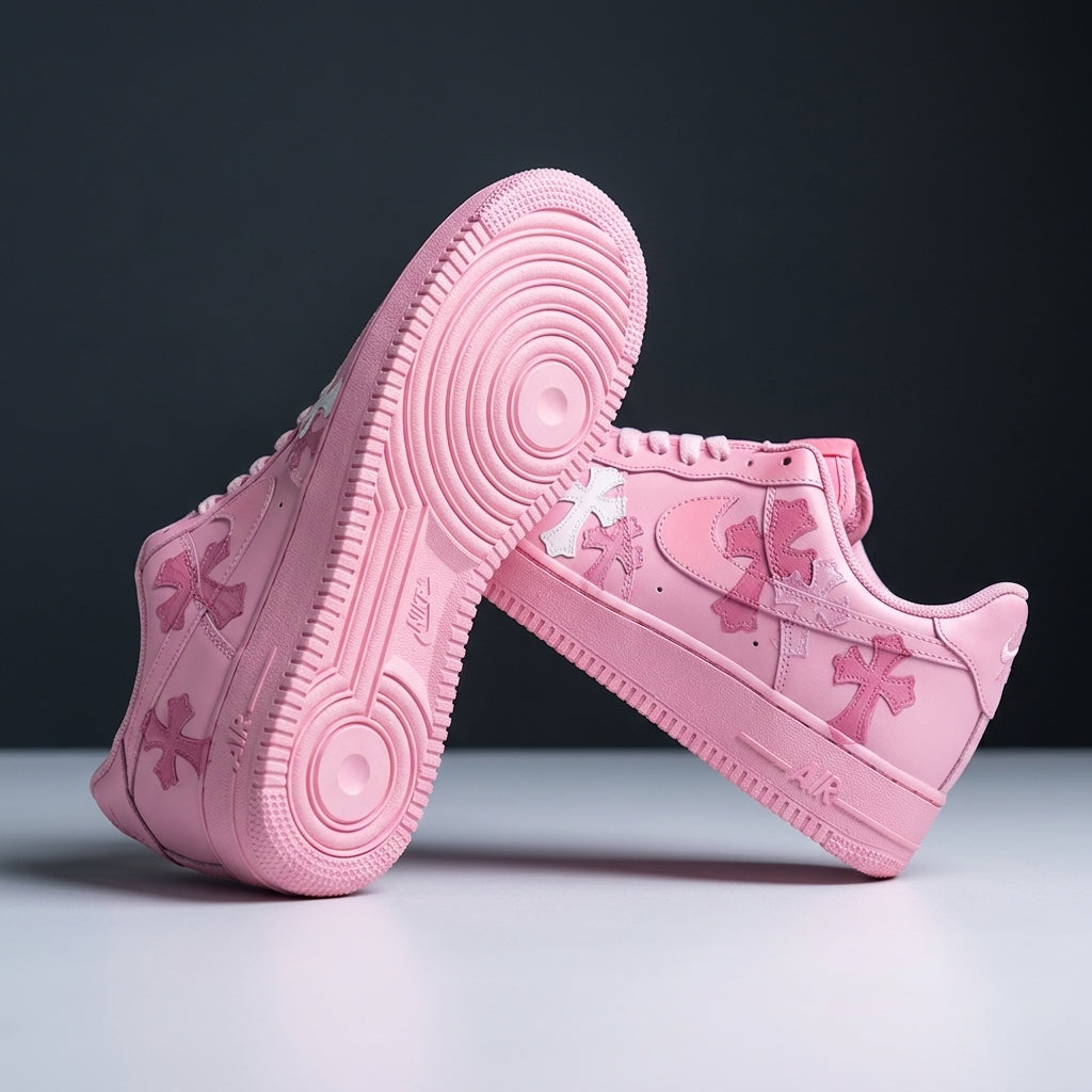 Hand Painted Pink Custom Air Force 1 Sneakers