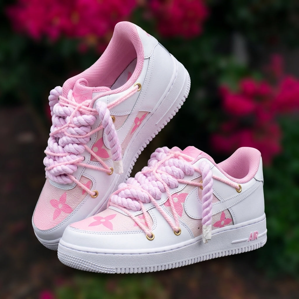 Custom Hand Painted Pink Air Force 1 Sneakers
