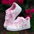 Custom Hand Painted Pink Air Force 1 Sneakers