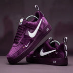 Hand Painted Purple Velvet Custom Air Force 1 Sneakers