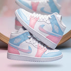 Hand Painted Pink Blue Custom Air Jordan 1 Sneakers