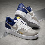 Hand Painted Custom Air Force 1 Taupe Navy Gold Sneakers