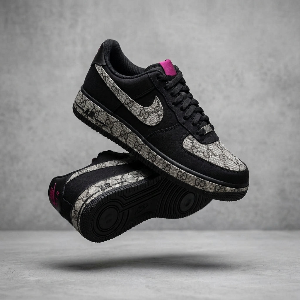 Hand Painted Custom Black Air Force 1 Sneakers