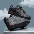Hand Painted Black Custom Air Force 1 with Orange Accents