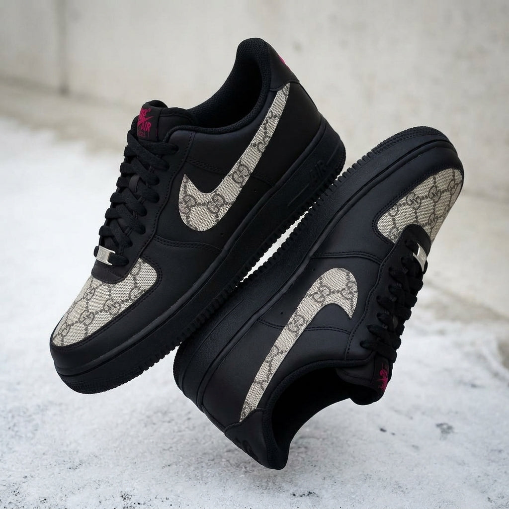 Hand Painted Custom Black Air Force 1 Sneakers