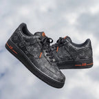Hand Painted Black Custom Air Force 1 with Orange Accents