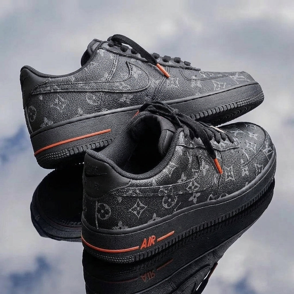 Hand Painted Black Custom Air Force 1 Sneakers