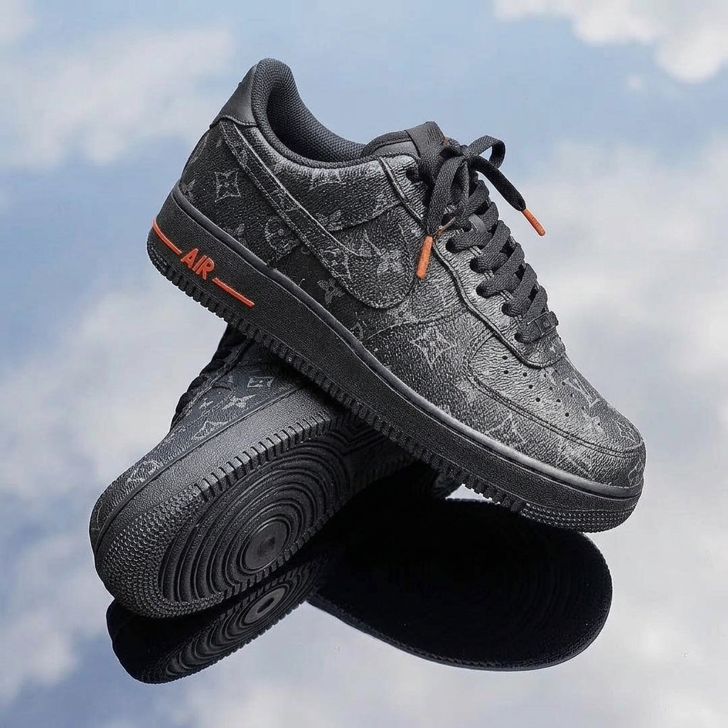 Custom Hand Painted Black Air Force 1 Sneakers