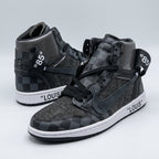 Hand Painted Black Checkerboard Custom High Top Sneakers