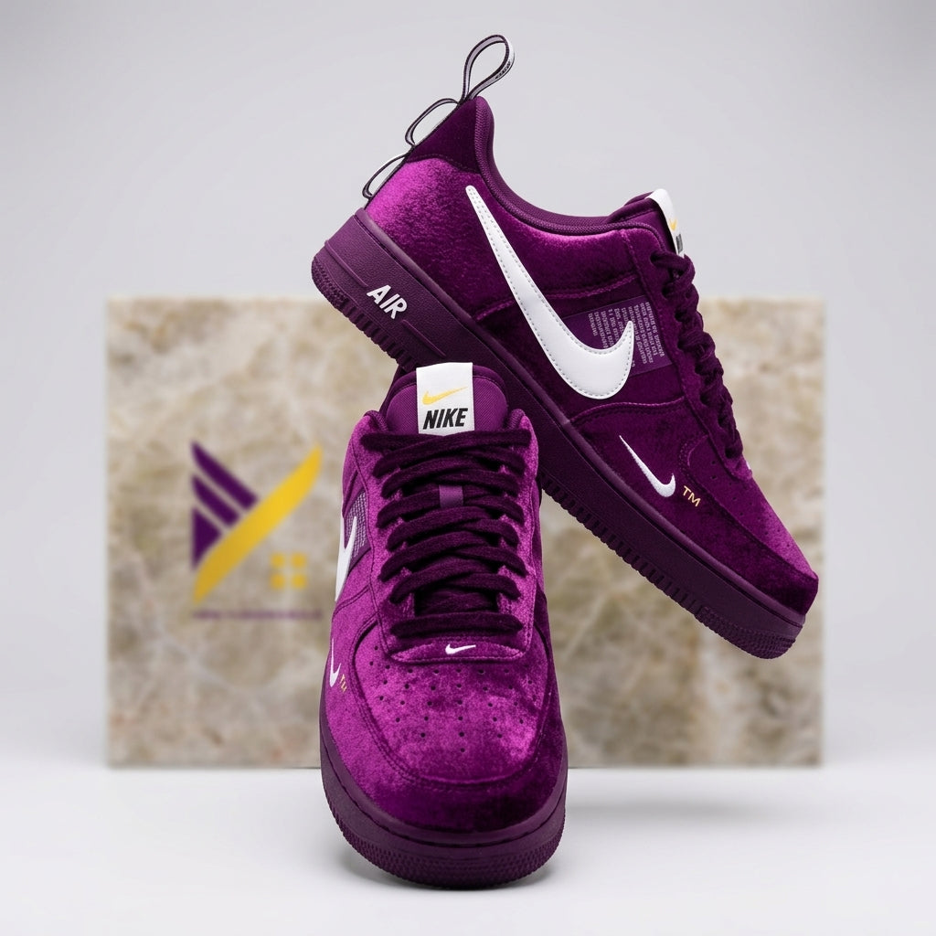 Handmade Custom Purple Velvet Air Force 1 Sneakers
