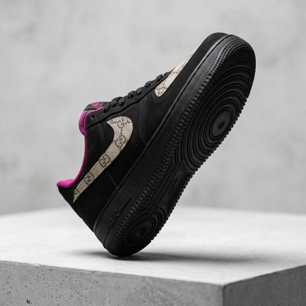 Hand Painted Custom Black Monogram Air Force 1 Sneakers