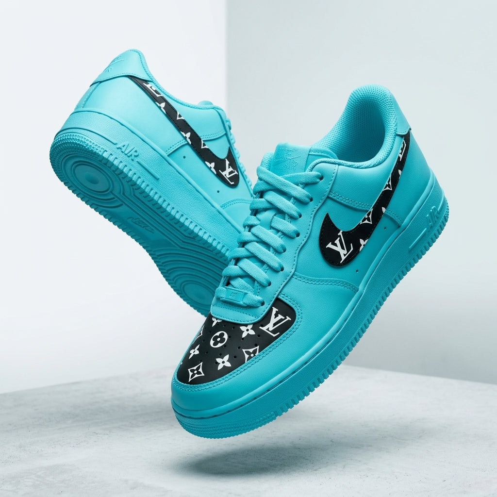 Hand Painted Turquoise Custom Air Force 1 Sneakers