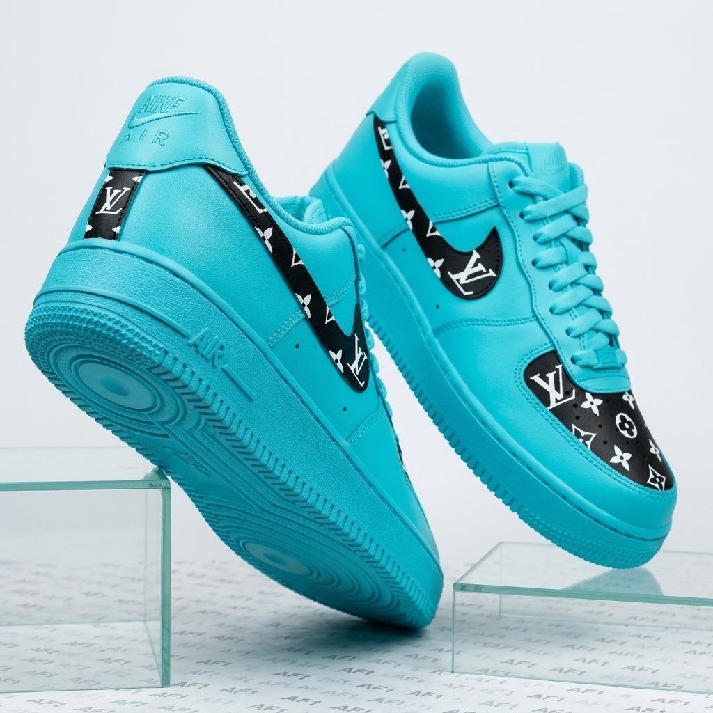 Hand Painted Turquoise Custom Air Force 1 Sneakers