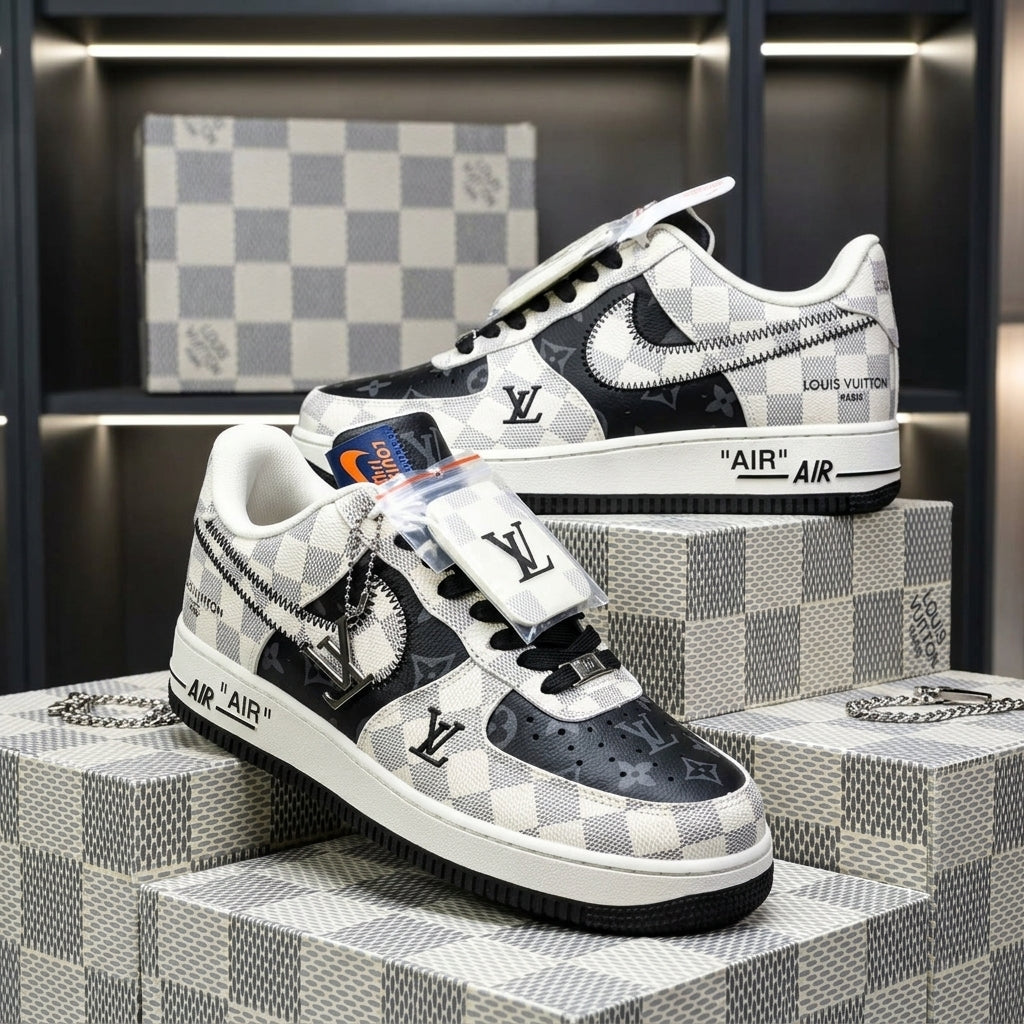Custom Hand Painted Checkerboard Air Force 1 Sneakers