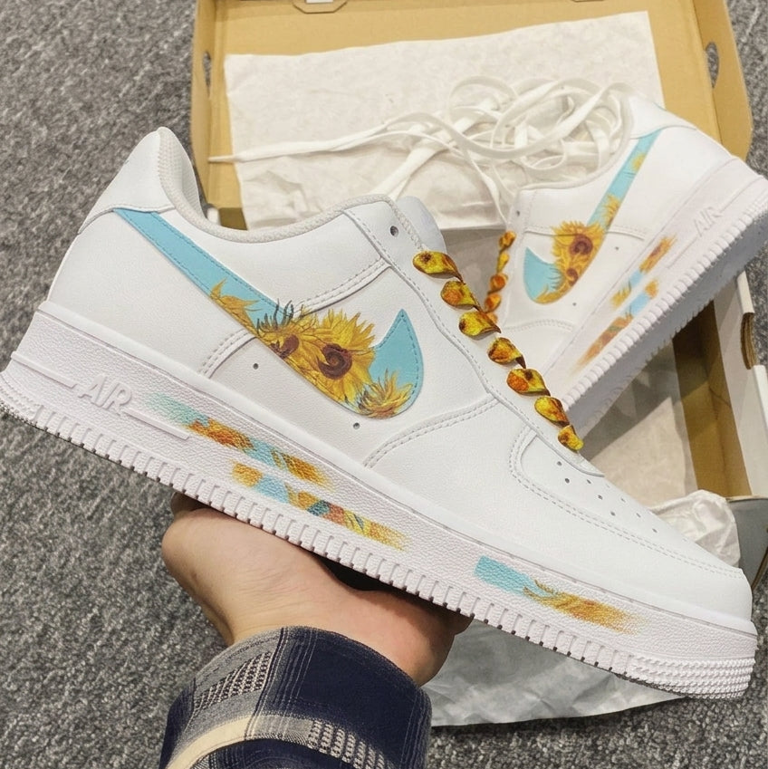 Sunflower Hand Painted Custom Air Force 1 Sneakers