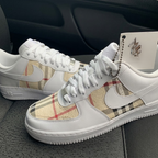 Custom Air Force 1 Beige Black Grey Red Lattice