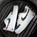 Graffiti Swoosh Blue Green Yellow Custom Air Force 1