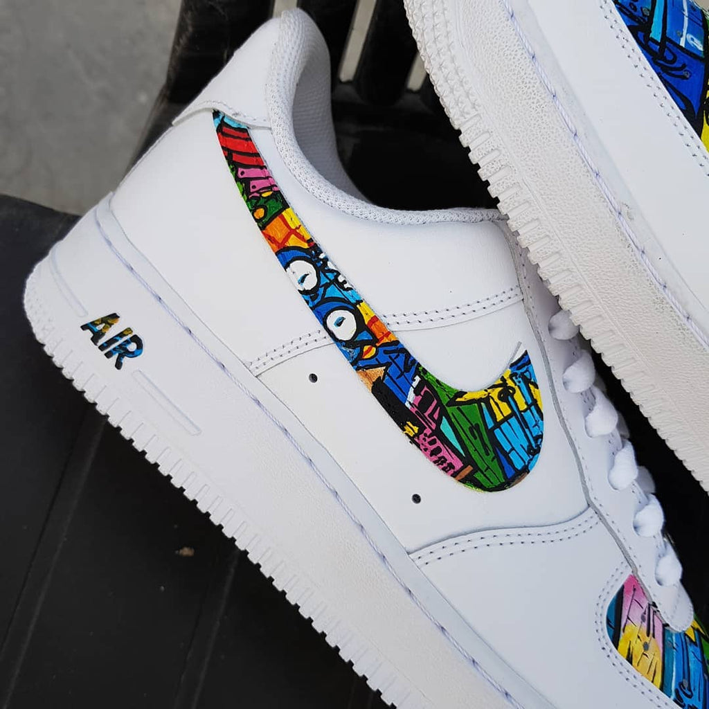 Graffiti Swoosh Blue Green Yellow Custom Air Force 1
