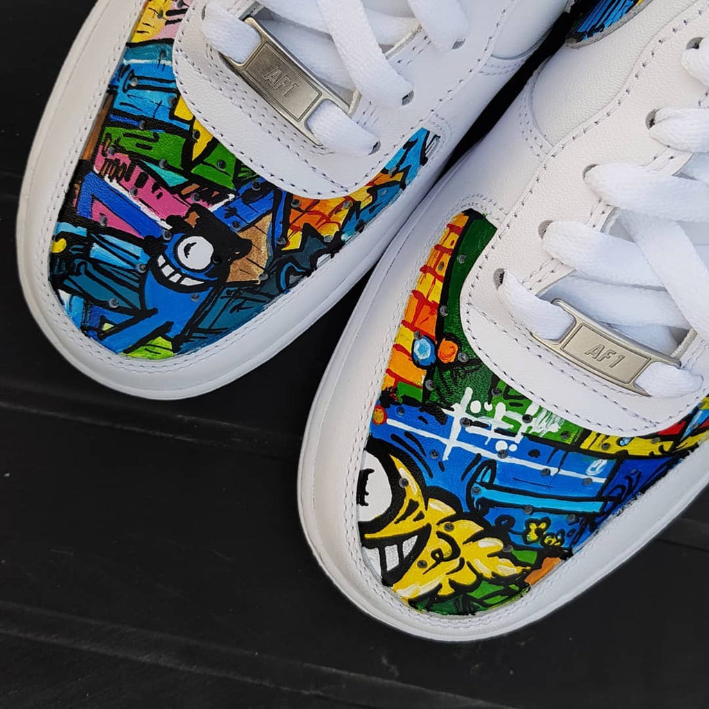 Graffiti Swoosh Blue Green Yellow Custom Air Force 1