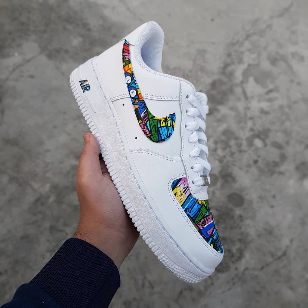 Graffiti Swoosh Blue Green Yellow Custom Air Force 1