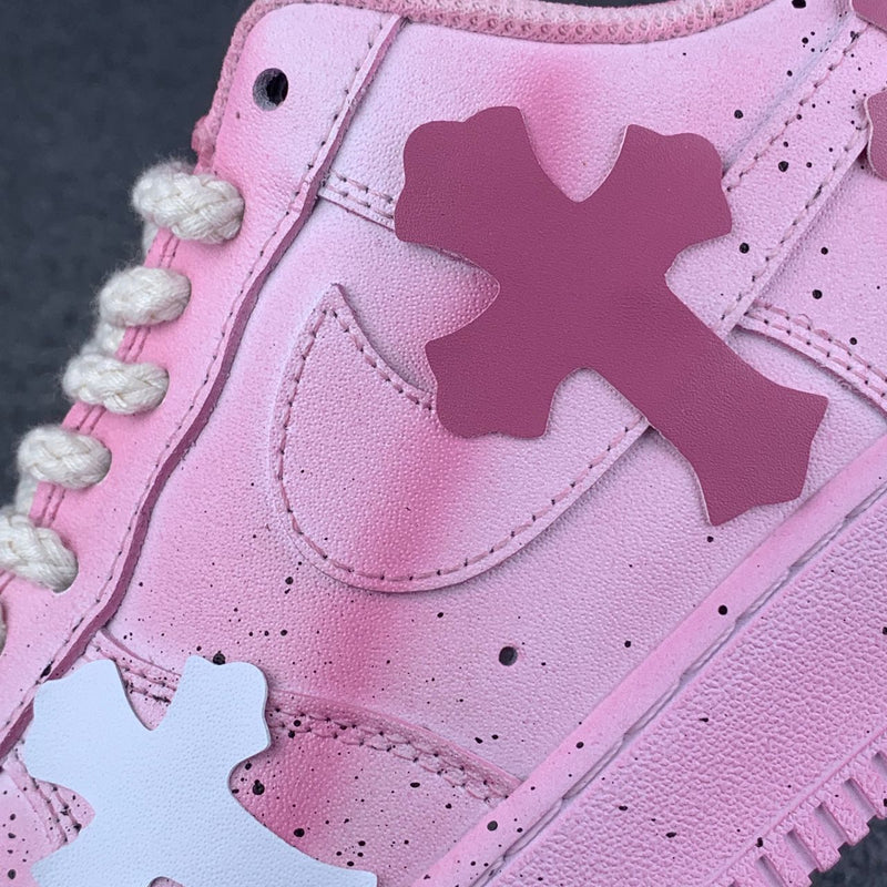 Hand Painted Pink Cross Custom Air Force 1 Sneakers