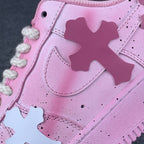 Hand Painted Pink Cross Custom Air Force 1 Sneakers
