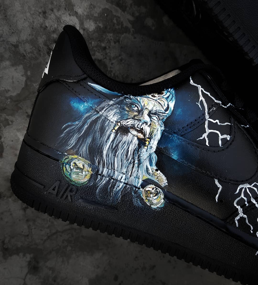 Cartoon Magiac Word Wizard Lightning Black White Custom Air Force 1