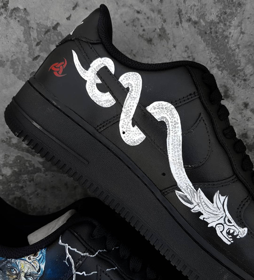 Cartoon Magiac Word Wizard Lightning Black White Custom Air Force 1