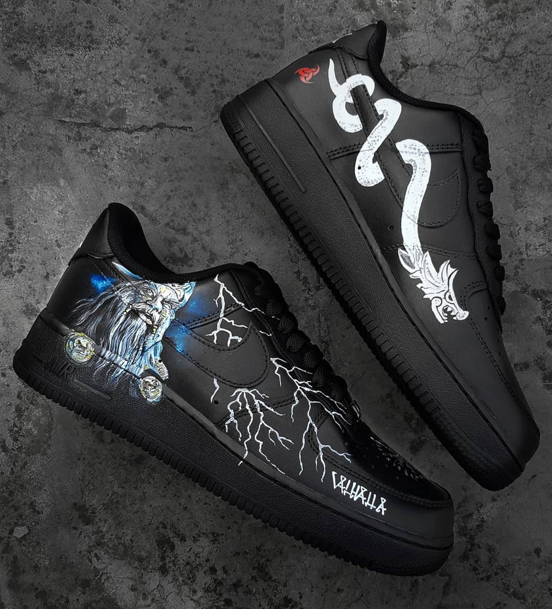 Cartoon Magiac Word Wizard Lightning Black White Custom Air Force 1