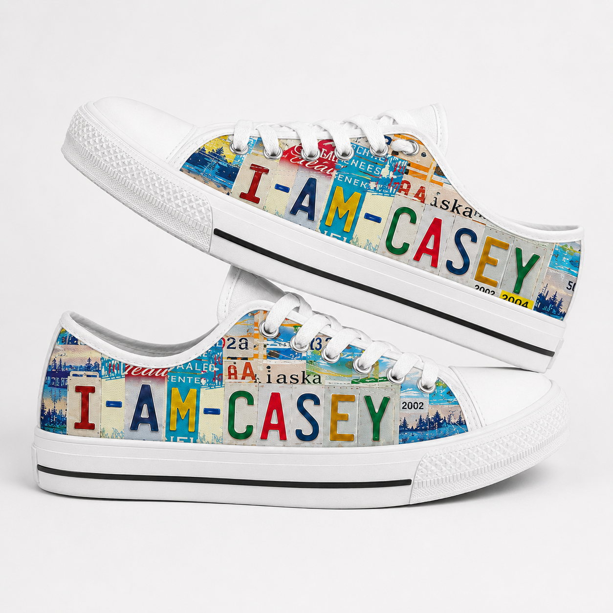 Casey License Plate Low Top Shoes – Personalized Custom Name Gift