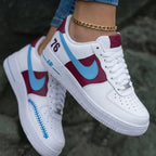 76 Baseball Stitch Burgundy BaBlue Custom Air Force 1