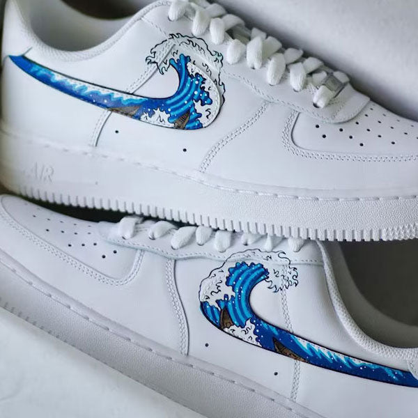 Waves Hand-drawn Art Custom Air Force 1