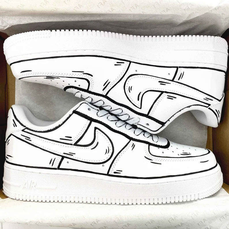 Black White Art Graffiti Custom Air Force 1