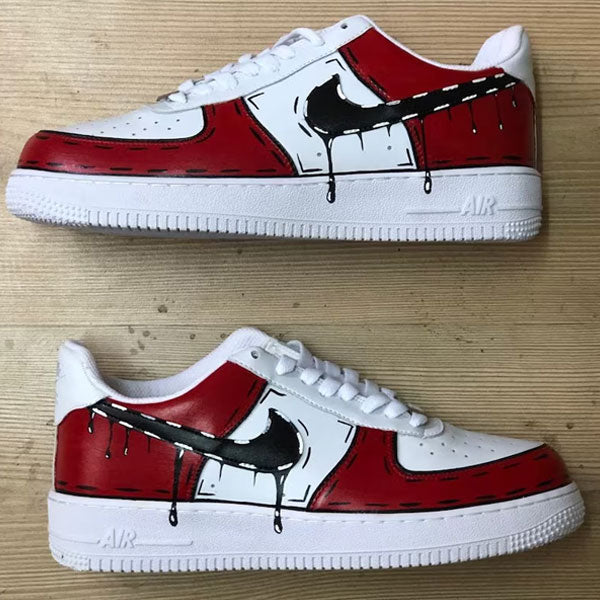 Deep Red Drip Graffiti Custom Air Force 1